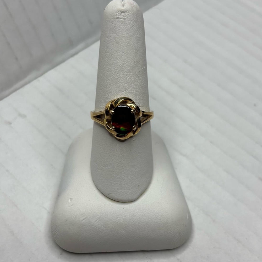KORITE 14K Yellow Gold Ammolite Statement Ring Size 8